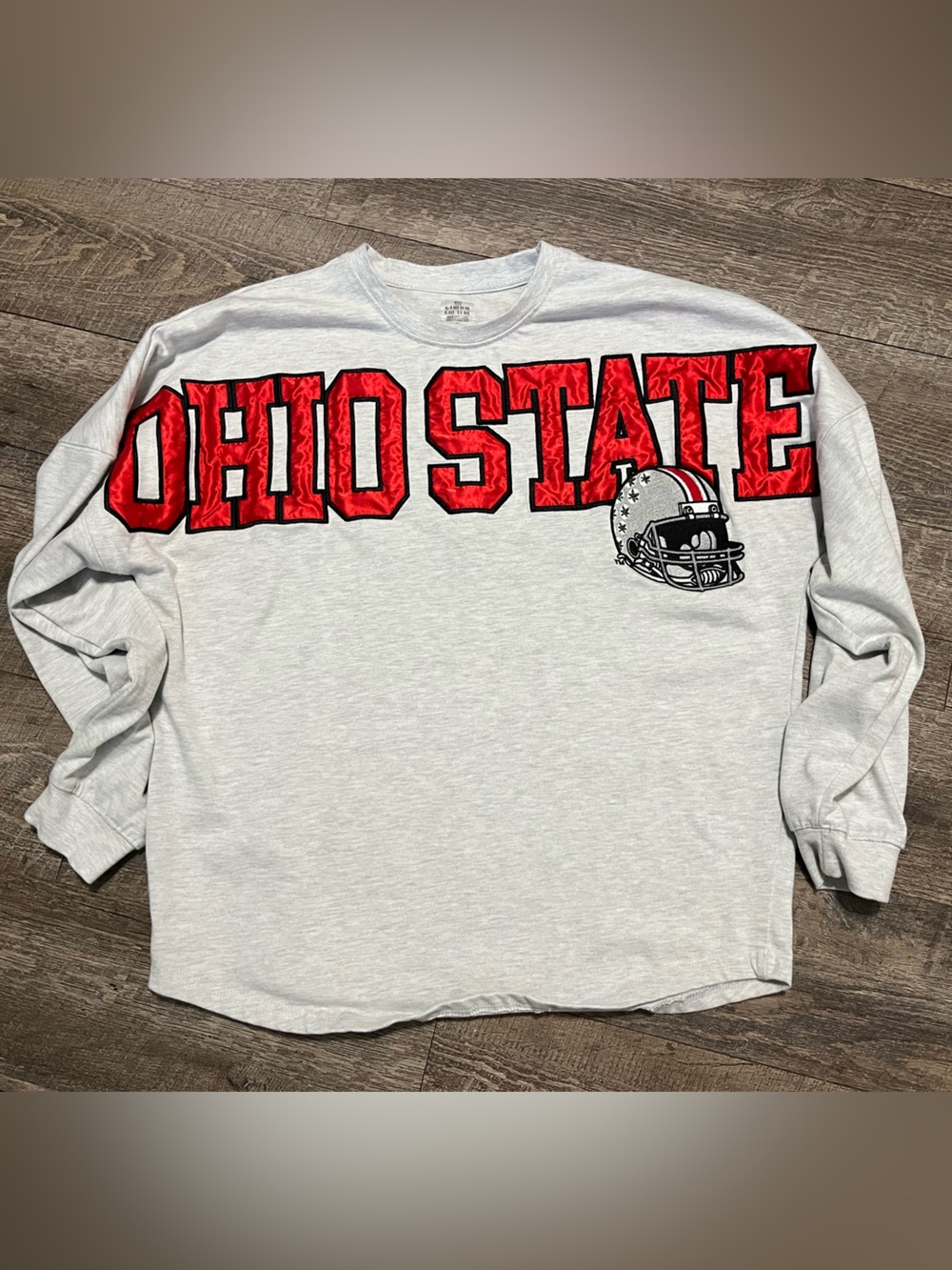 Ohio State Grey Long Sleeve Tee with Red Graphic